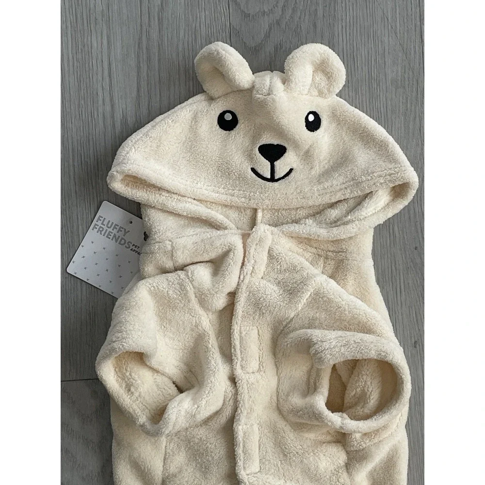 NEW Fluffy Friends - Cute Polar Bear Dog Pet Animal Warm Comfy Costume -‎ Size L